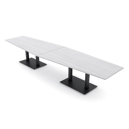 Skutchi Designs Hexagon Conference Table With Power, 48 in W, 168 in L, White HAR-HEX.IR-48X168-DOU.BK-WA7976-NA