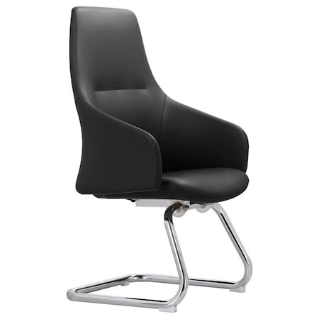 Leisuremod Celeste Office Chair in Upholstered Leather and Iron Frame, Black CGO20BLL
