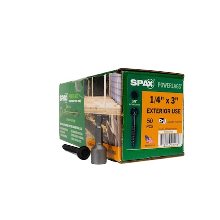 Spax 1/4 in x 3 in Exterior Structural Wood Lag Screws Powerlags Hex Head Hex, 50PK 4571820700755