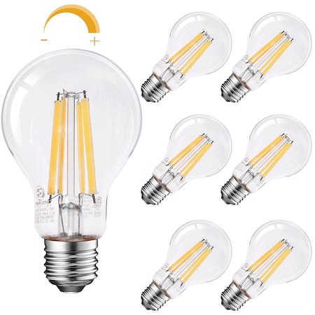 Energetic Lighting A19 LED Edison Light Bulb 100W Equivalent E26 Base, Dimmable 1600lm 2700K Soft White, 6PK YGA16C10-A19CL12W-6P