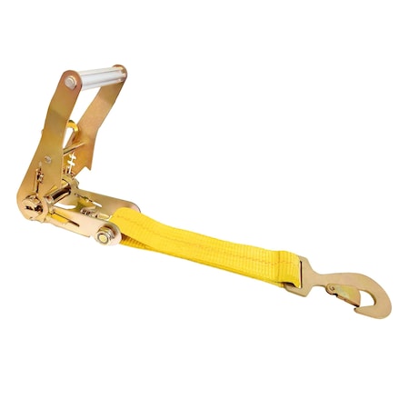 Tie 4 Safe 2'' x 12'' Fixed End w/ Ratchet and Flat Snap Hook. WLL: 3,333 LBS Yellow RT04CK-501S-MH02-Y-C-1