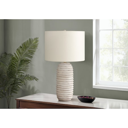 Monarch Specialties Lighting, 28 in.H, Table Lamp, Cream Resin, Ivory / Cream Shade, Transitional I 9742