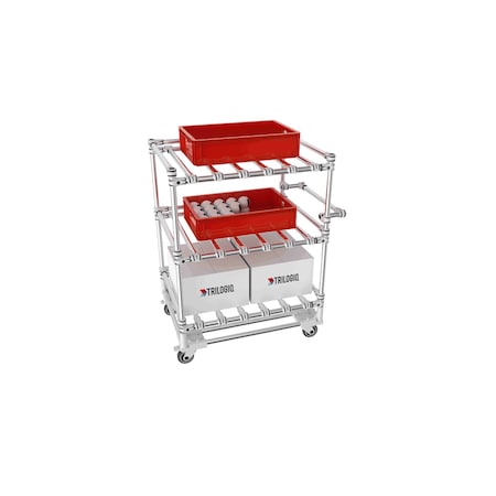 Trilogiq 3-Level Tubular Cart 3 Flanges Per Level With Horizontal Hand Bar. 32C-1