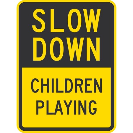 Lyle Slow Down Children Playing, 18x24, High Intensity Prismatic, Yellow G-10660-HI_18x24