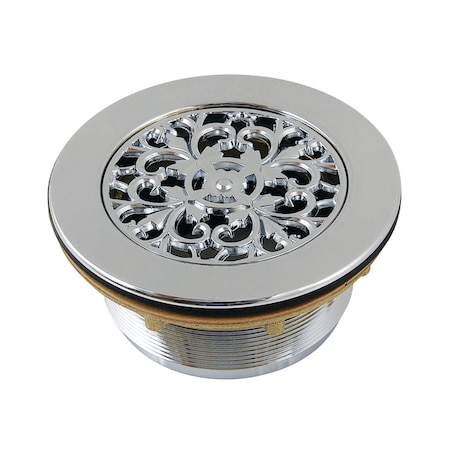 Kingston Brass 4-1/4" Brass Round Grid Shower Base Drain with Flange, Polished Chrome BSFT4131