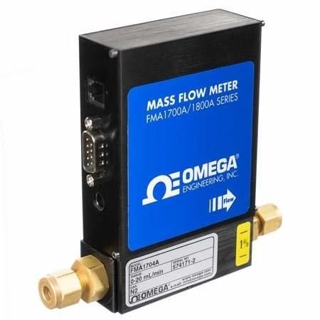 Omega Mass Flow Meter, Economical, Gas, 5 SCCM to 500 SCCM, 1000 psi, 1/4 " Compression, 0 Vdc to 5 Vdc,  FMA1712A