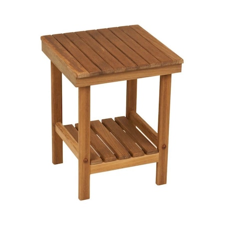 Homeroots 16" X 13" Brown Teak Square Shower Bench With Shelf 549377