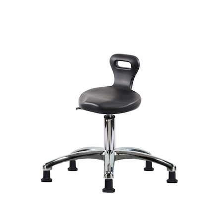 Blue Ridge Ergonomics Polyurethane Serpent Stool Chrome - Desk Height with Stationary Glides in Black Polyurethane PSPDHSL-CR-RG-BLK
