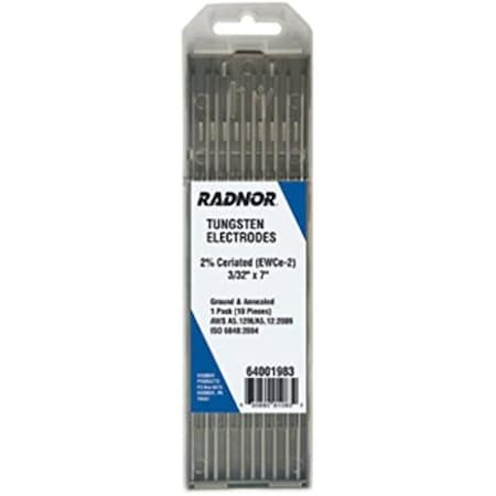 Weldcote 3/16in x 7 2% Ceriated Tungsten Gray, 10PK TUNG316X7X2CER