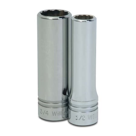 Williams 1/2" Drive, 1-1/8" SAE Socket, 12 Points, Deep 1/2" D, 12Pt, 1-1/8 JHWSD-1236