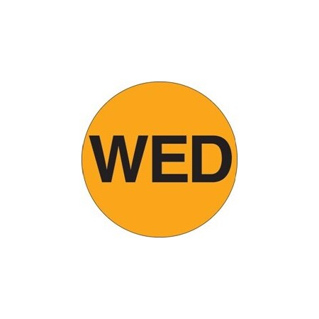 Bubblefast 2'' Circle - ''WED'' Fluorescent Orange Days of the Week Labels BFDL6522