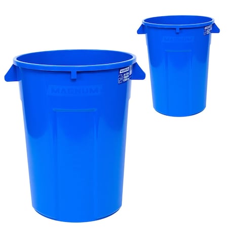 Magnum Tool 44 Gallon Trash Can, High-Vis Blue, Construction Grade, Heavy Duty Plastic, 2PK CMTC-C000-44B02