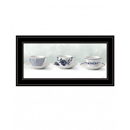 Homeroots Cups and Saucers 3 Black Framed Print Wall Art 408110