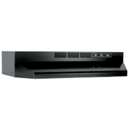 Broan-Nutone 41000 Series Range Hood, 2 Fan, Ductless Vent, 30 in W, 17-1/2 in D, 6 in H, Black 413023