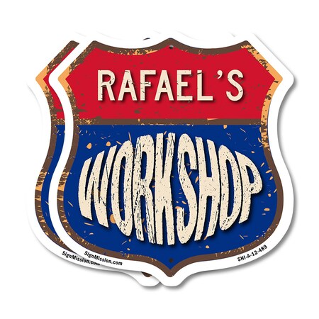 Signmission Rafael's Workshop, 12 inch X 12 inch, Aluminum Metal Sign, 2PK SHI-A-2PACK-12-489-RAFAEL