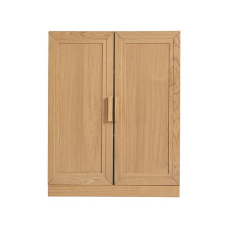 Homeroots 31in Natural Wood Corner Accent Cabinet With Two Doors 719676