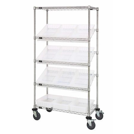 Quantum Storage Systems MOBILE WIRE SHELVING UNIT W/12 CLEAR BINS MWRS-5-92035CL