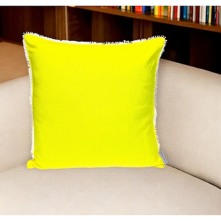 Homeroots 16" Yellow Cotton Throw Pillow 529315