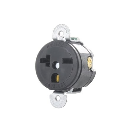 Leviton Single Receptacle Outlet, 20A, Black, 250V 5458-SS