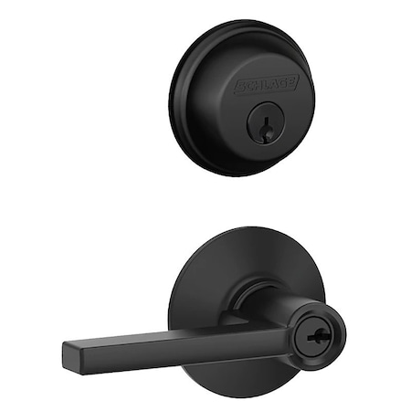Schlage Lock Combination Lockset, Mechanical Lock, Lever Handle, Straight Design, Matte Black, 1 Grade FB50NGLAT622
