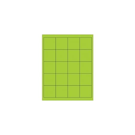 Bubblefast 2 x 2'' Fluorescent Green Rectangle Laser Labels-20 Labels per Sheet BFLL172GN