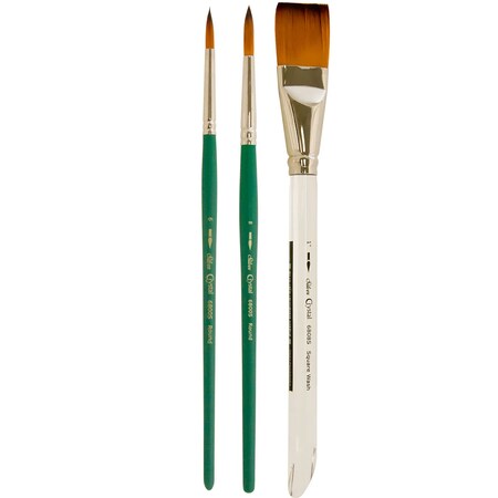 Silver Brush Crystal Golden Taklon Basic Watercolor Set, 3-Piece Set CR-6820S