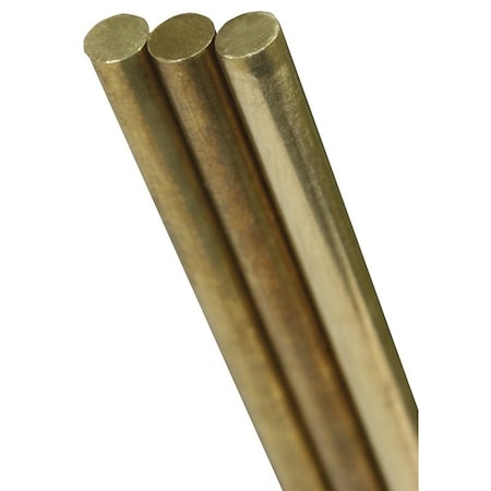 K&S Precision Metals Decorative Metal Rod, 18 in Dia, 12 in L, 260 Brass, 260 Grade 8164