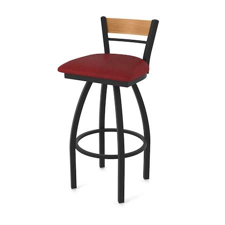 Holland Bar Stool Co Revelle 30in Swivel Bar Stool with Black Wrinkle Finish, Medium Back and Graph Ruby Seat 881