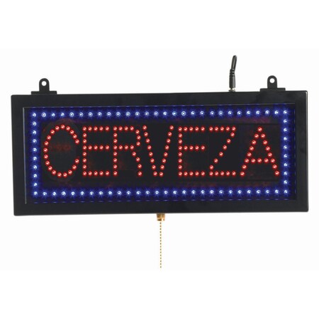Aarco High Visibility LED ''CERVEZA'' Sign, Small Size 6 3/4''Hx16 1/8''W CER07S
