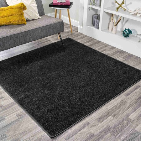 Jonathan Y Haze Solid Low-Pile Black 5 ft Square Area Rug SEU100I-5SQ