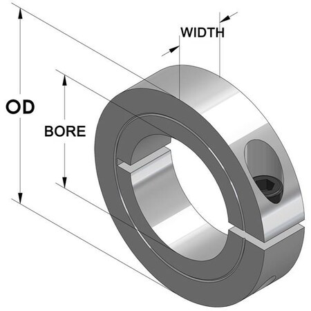 Climax Metal Products H1C-025-S One-Piece Clamping Collar Recessed Screw H1C-025-S
