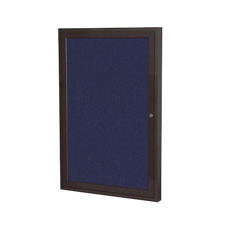 Ghent 1 Door Enclosed Fabric Bulletin Board, Bronze Aluminum Frame, 24''H x 18''W, Blue PB12418F-93