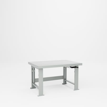Pucel Steel Top Hydraulic Bench, Adjustable Height, 34 in W x 48 in D x 41 in H, Light Blue HBS-3448-M12