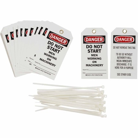 Brady Tags: DANGER: DO NOT START MEN WORKING ON MACHINERY SIGNED BY: DATE:, 25PK 76187