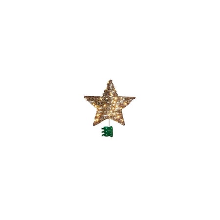 Ledvance/ Sylvania 13 In. Metal Frame Star Wrapped With Natural Rattan and Sequin Tree Top V49930-88