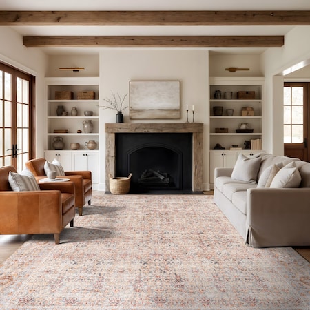 World Rug Gallery Terracotta Floral Washable Rug - Allover Pattern, Flat Pile 9 ft x 12 ft WR175MULTI9X12