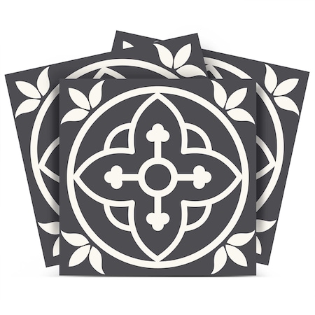 Homeroots 12" X 12" Tulipa Gray and White Peel and Stick Removable Tiles 555892