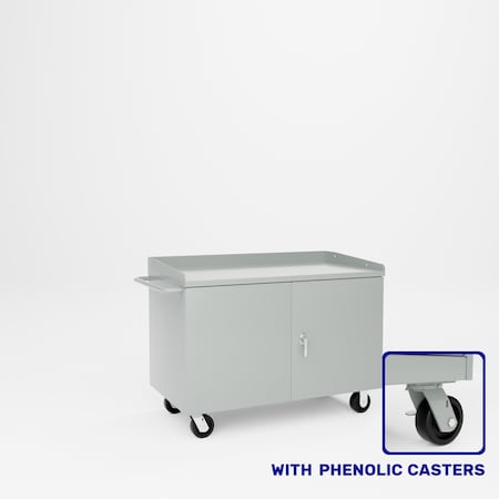 Pucel Mobile Cabinet Bench, Phenolic Casters, 48 in W x 34 in H x 26 in D, Gray PC-48P