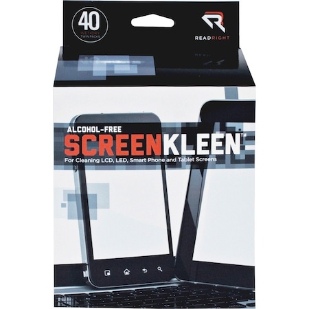 Advantus Read Right Alcohol-Free Screen Kleen Cleaning Wipes, 40/Box - REARR1391 RR1391