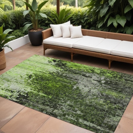 Homeroots 10' X 14' Green And Lime Green Abstract Washable Indoor Outdoor Area Rug 577246