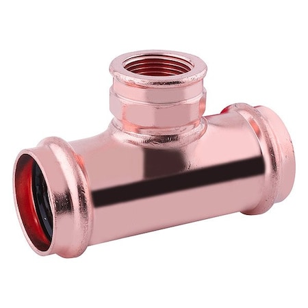 Zoro Select Tee, Copper, Press-fit 1 1/4", FNPT 3/4" 816ZC1
