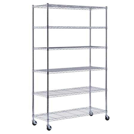 Edsal Shelving Unit, 6 Tier, 48"x18"x75", Chrome MWS481872-6C