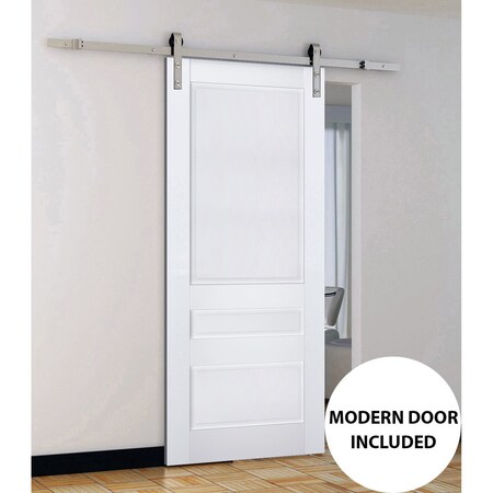 Sartodoors Sturdy Barn Door White 32x84 Solid Core Modern Interior VEREGIO7411BD-S-WS-3284