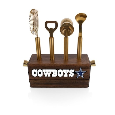 Picnic Time Family Of Brands NFL Dallas Cowboys Sidecar 5-Piece Bar Tool Set, (Acacia Wood) 672-05-508-097-2