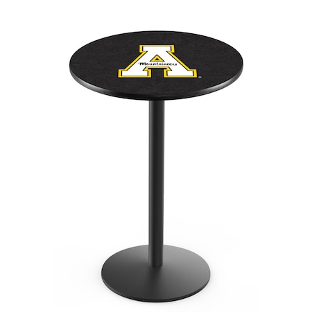 Holland Bar Stool Co 42" Blk Wrinkle Appalachian State Pub Table, 36" dia. Top L214B4236AppStU