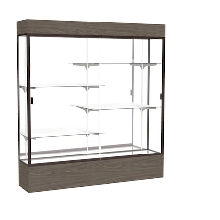 Ghent Lighted Floor Display Case 72x80x16, Mirror, Dark Bronze 2176MB-BZ-WV