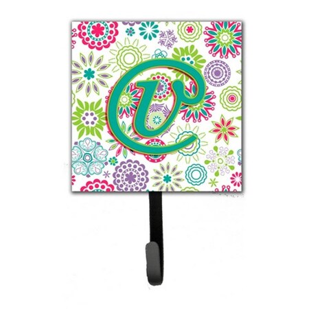 Carolines Treasures Letter V Flowers Pink Teal Green Initial Leash and Key Holder CJ2011-VSH4