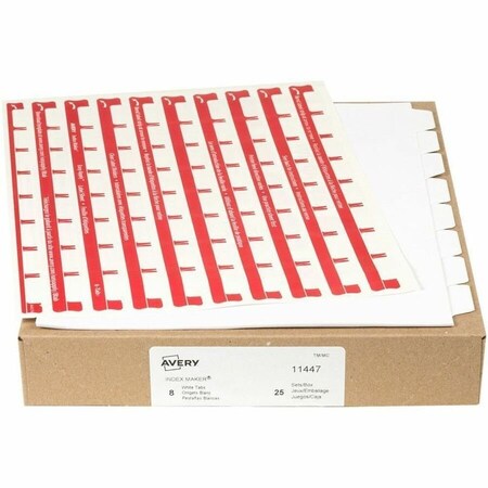 Avery Dennison Avery Index Maker Clear Label Divider, Punched, 8.5"x11", 8 Tabs, 25 Sets, White/White 11447