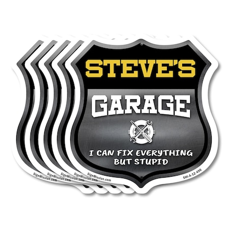 Signmission Steve's Garage I Can Fix Everything But Stupid, 12 inch X 12 inch, Aluminum Metal Sign, 5PK SHI-A-5Pack-12-490-STEVE