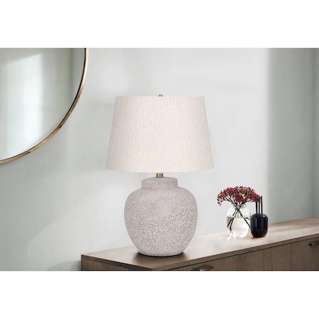 Monarch Specialties Lighting, 22 in.H, Table Lamp, Cream Concrete, Ivory / Cream Shade, Modern I 9732
